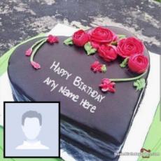 Chocolate Birthday Cake With Name And Pic Of Sister
